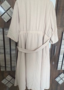 Sale! Beige Crinkle-Textured Wrap Dress