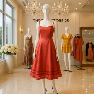 Coral A-Line Dress - Elegant & Classic