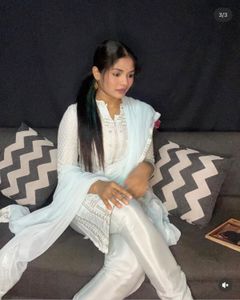 white Embroidered Salwar Suit