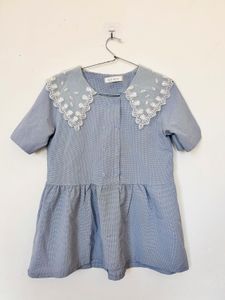 Korean-style Double-Breasted Smock Dress with an O
