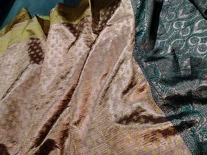 copper brown and solid green jarri based semi patt