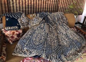 Elegant Blue Embellished Lehenga Choli with Dupatt