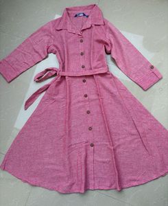 Pink Shirt Dress with Belt