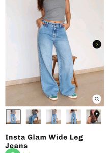 Off Duty Wide Leg Denim Jeans