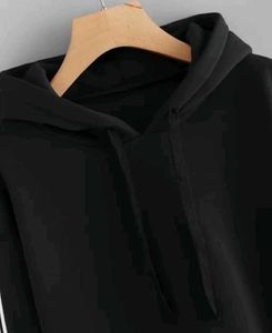 Striped Sleeve Black Hoodie