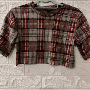 Maroon Checked Top
