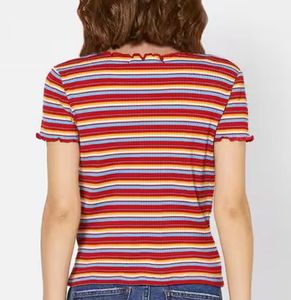 Red Yellow Blue Stripped Zigzag Neck Top Only