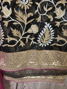 Embroidered Black Saree