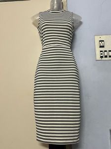 Pintrest Korean Striped Side Slit Bodycon Dress