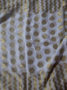 Golden Off White Pure Khaddi Georgette Saree