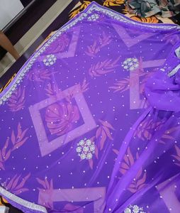 Purple Saree with Silver Embroideryyy💜