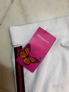White Leggings with Stripe Detail