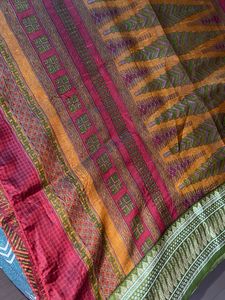 Maroon Saree with Green Border