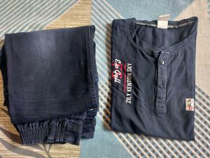 Navy Blue Jean With T Shirt