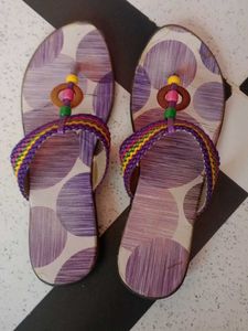 Purple Polka Dot Beaded Flip Flops