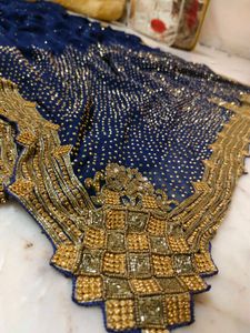 Elegant Blue Embellished Saree