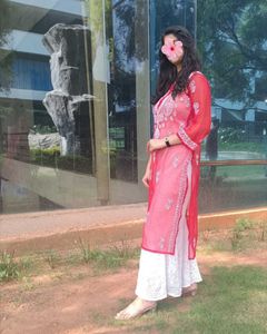 Red Lucknowi Kurta