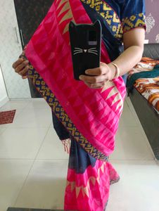 Blue And Pink Saree