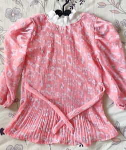 Pink Pleated Top
