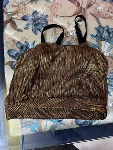 Gold Metallic Crop Top Very Preety