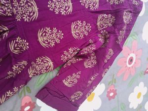 Purple &amp; Gold Print Kurti Dress