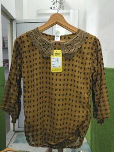 Vintage Style Mustard Polka Dot Top