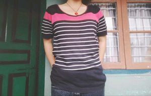Y2k Half Sleeved Wide Neck Top