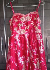 Libas Dark Red Anarkali Kurta Set