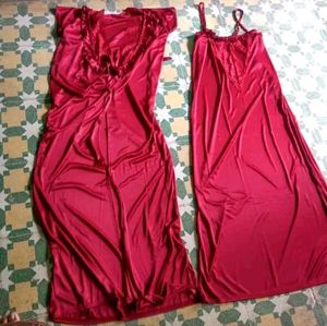 Beautiful Maroon Colour Night Gown Comfortable
