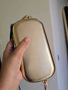 ZARA Unisex Gold Metal Sling Bag