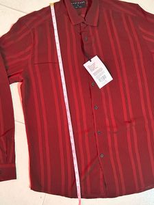 Reserved Burgundy Striped Shirt Size L