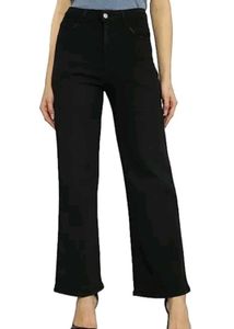 Black Denim Straight Leg Jeans