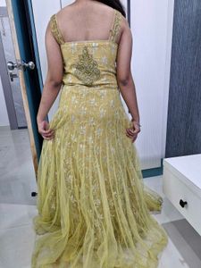 Golden Heavy Work Gown For Women.