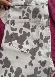 Cow Print Flare Jeans