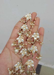 Pearl Kundan Earrings & tika