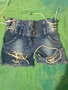 Denim Lace-Up Shorts