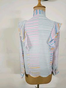 AND by anita dongre Striped Tie Neck Top