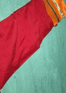 Elegant Red Silk Kurti with Gold Tassels