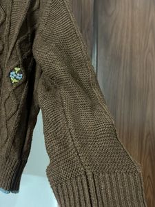 Floral Embroidered Knit Cardigan