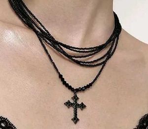 Gothic Black Beaded Studded Neckpiece