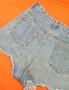 Blue Ripped Denim Shorts