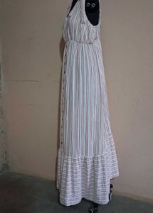 Striped Maxi Dress with Tie Straps