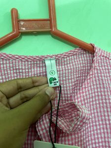 Newme Pink Gingham Tie-Front Blouse