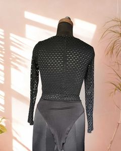 Black sheer net bodysuit