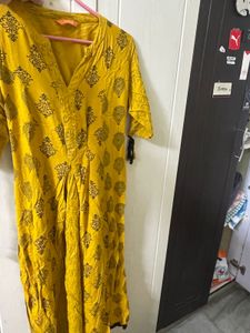 Yellow Printed Kurta