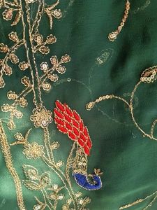 Rajputi chiffon New dark green Saree