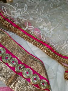 embroidery C cut design long gown with lehenga