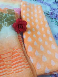 Floral Print Saree🧡