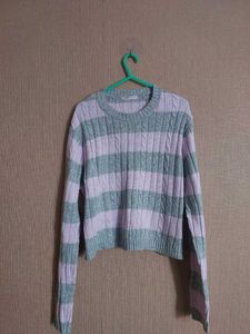 Striped Knit Pullover Sweater