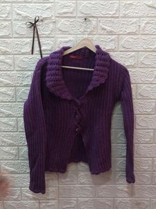 Purple Knit Cardigan